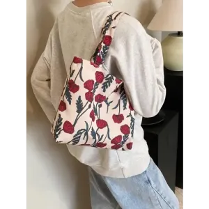 Vibrant Floral Canvas Handbag