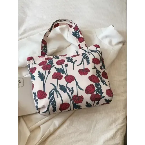 Vibrant Floral Canvas Handbag