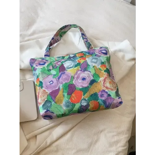 Vibrant Floral Canvas Handbag
