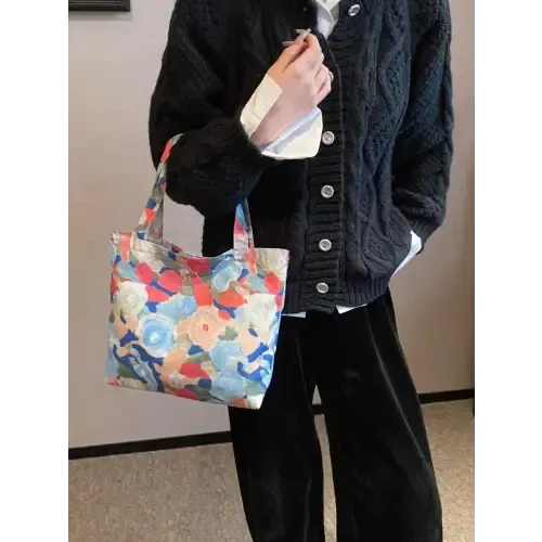 Vibrant Floral Canvas Handbag