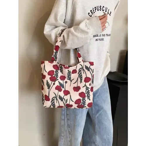 Vibrant Floral Canvas Handbag