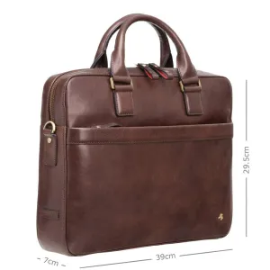 Victor 13" Leather Laptop Briefcase- Brown