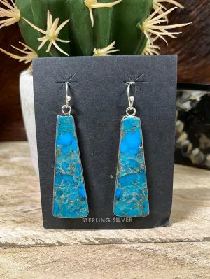 Villa By The Sea Sterling Border Turquoise Slab Earrings