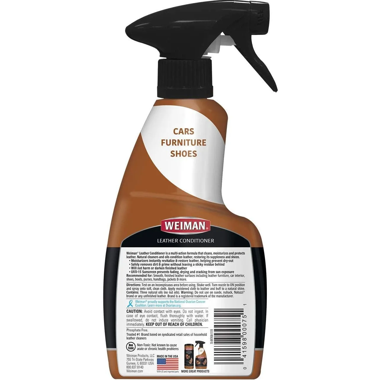 Weiman Leather Cleaner and Conditioner for Furniture - Cleans Conditions and Restores Leather Surfaces - UV Protectants Help Prevent Cracking or Fading of Leather Car Seats, Shoes, Purses