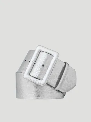 Wide Karung Belt with Covered Buckle in Silver