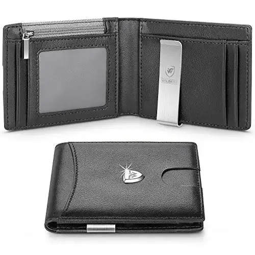 WILBEST High Capacity Leather Smart Wallet with RFID Blocking