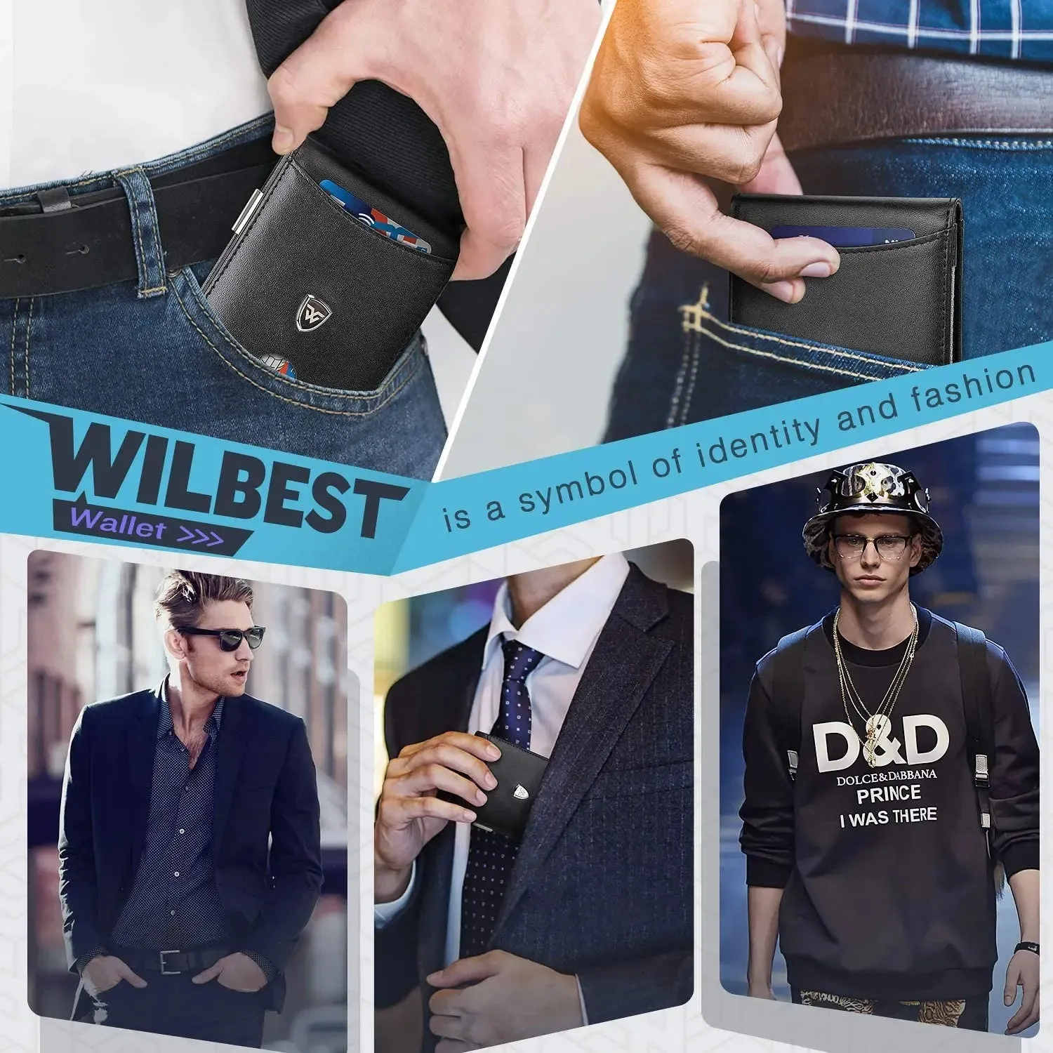 WILBEST High Capacity Leather Smart Wallet with RFID Blocking
