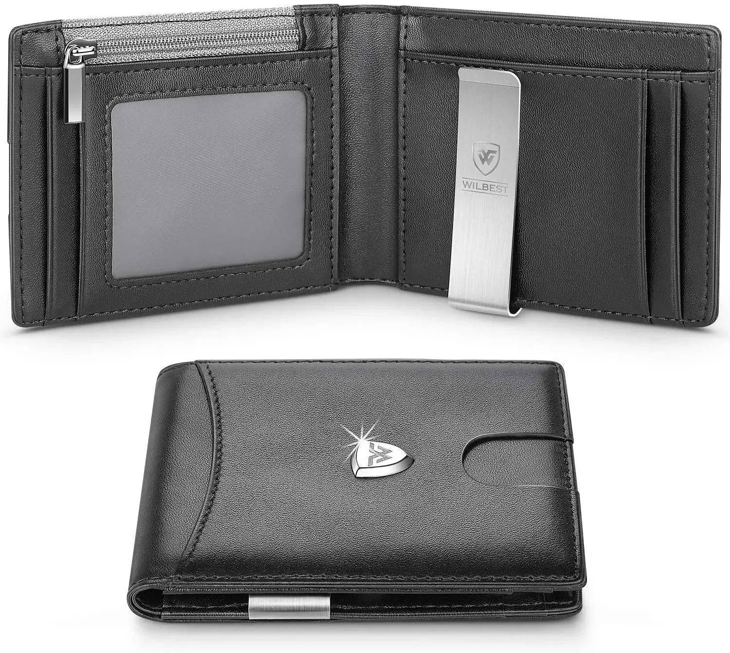WILBEST High Capacity Leather Smart Wallet with RFID Blocking