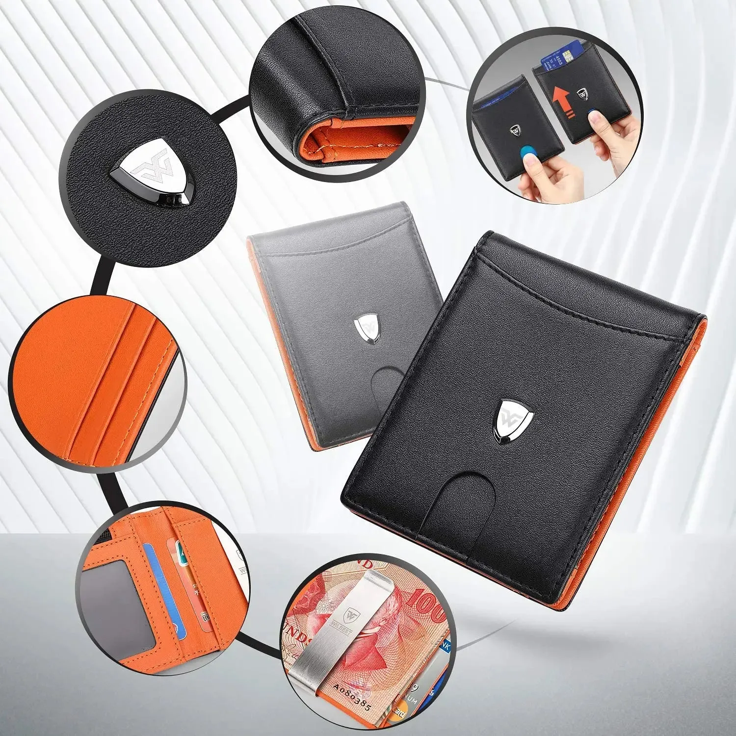 WILBEST High Capacity Leather Smart Wallet with RFID Blocking