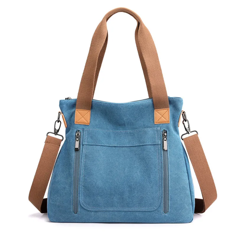 Women's Casual Canvas Shoulder Bags with Anti-Theft Pocket