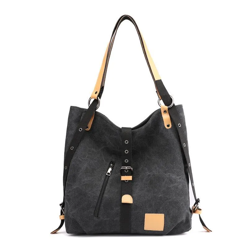Women's Fashion Canvas Handbag Vintage Multifunction Backpack