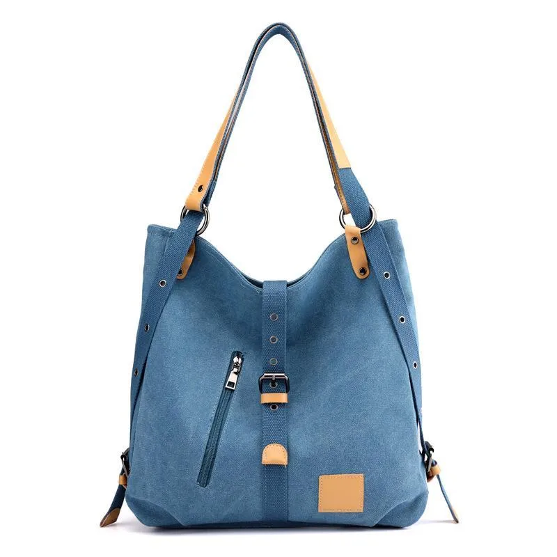 Women's Fashion Canvas Handbag Vintage Multifunction Backpack