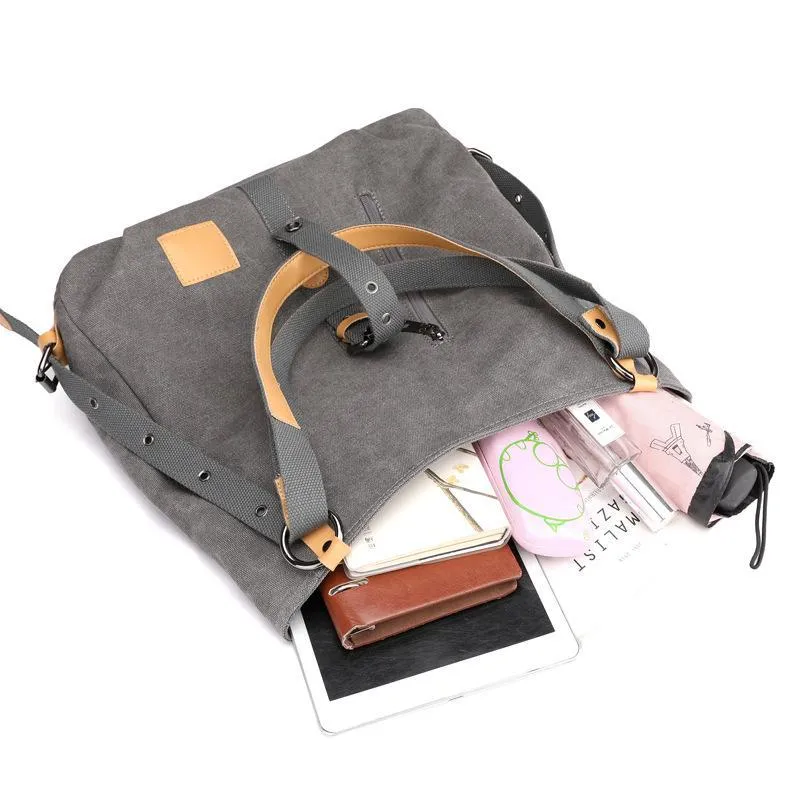 Women's Fashion Canvas Handbag Vintage Multifunction Backpack