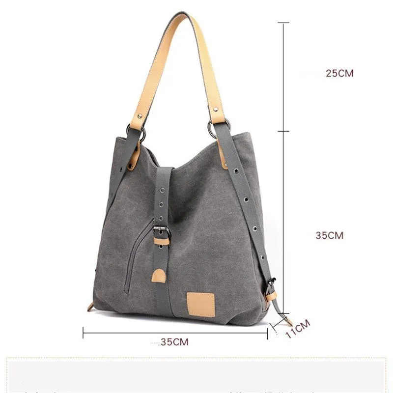Women's Fashion Canvas Handbag Vintage Multifunction Backpack