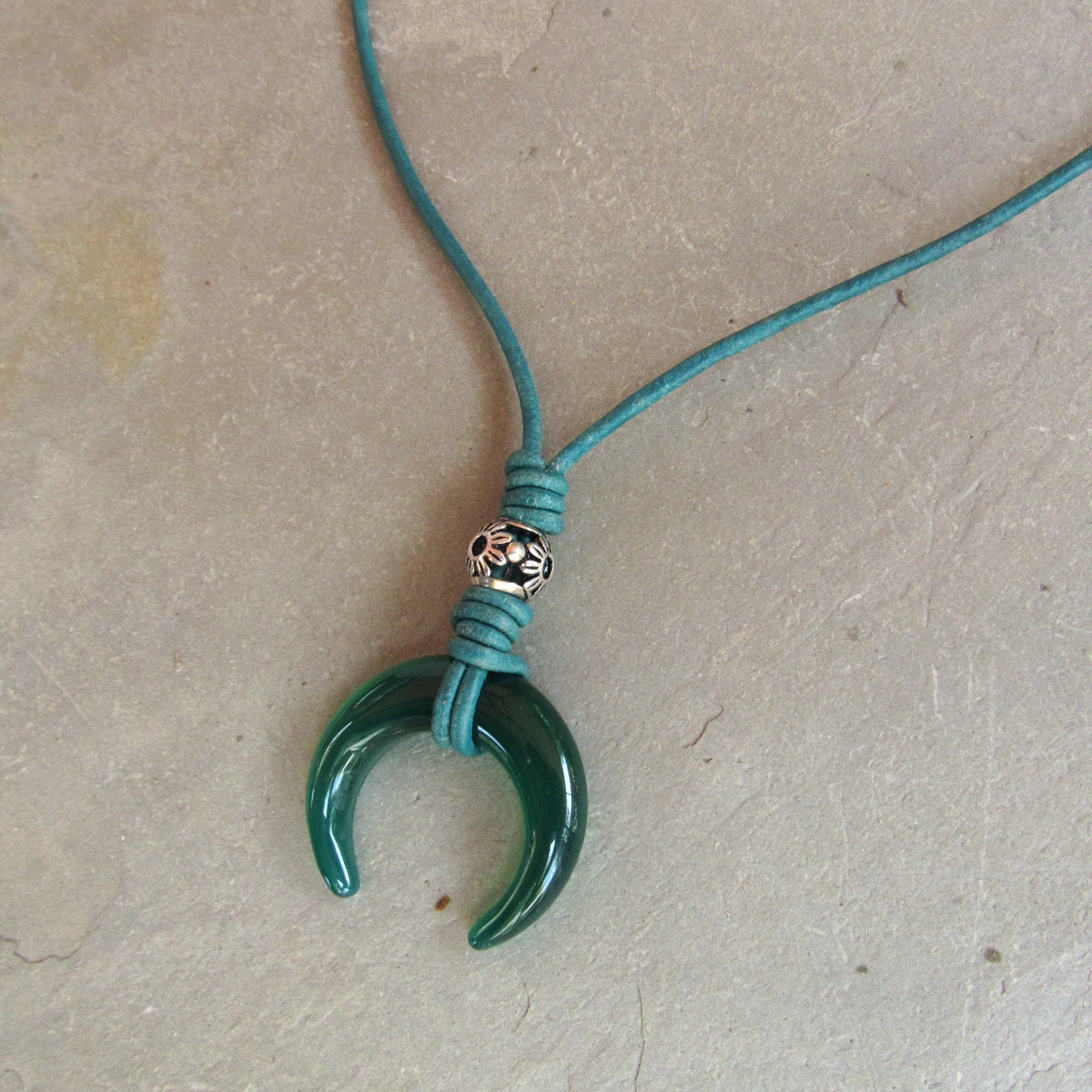 Women's Leather and Gemstone neckalces with silver accents and findings