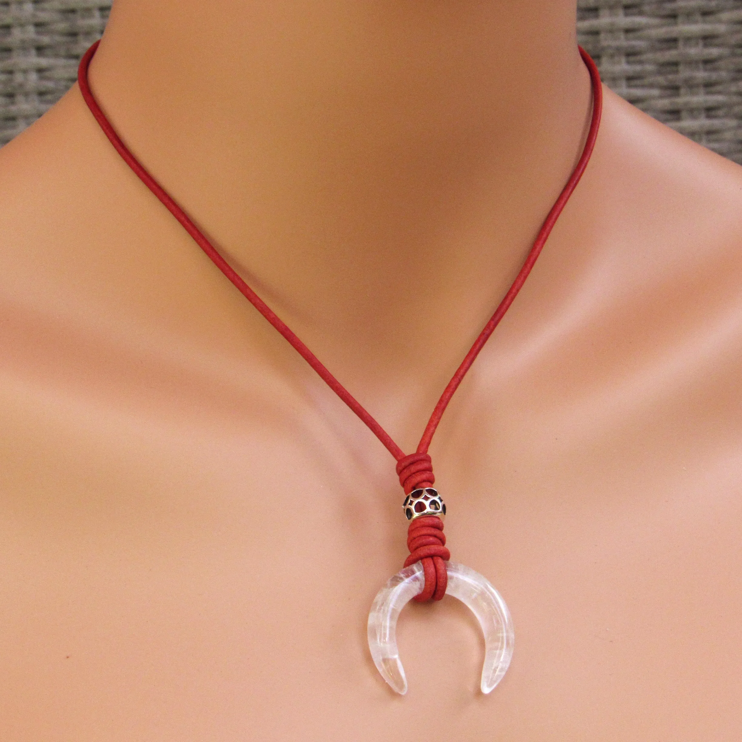 Women's Leather and Gemstone neckalces with silver accents and findings