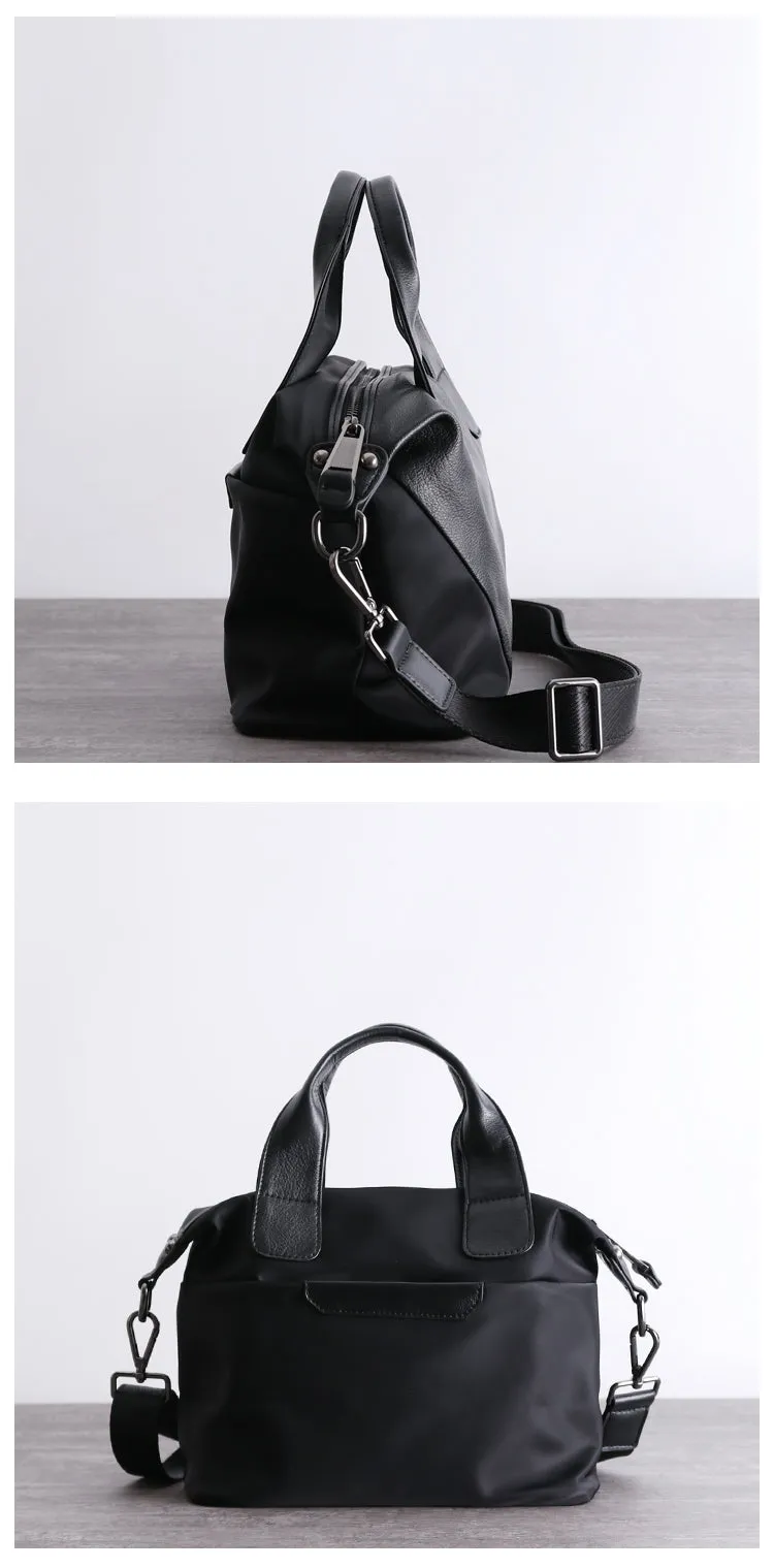 Womens Nylon Leather Small Handbags Womens Black Nylon Shoulder Purse for Ladies