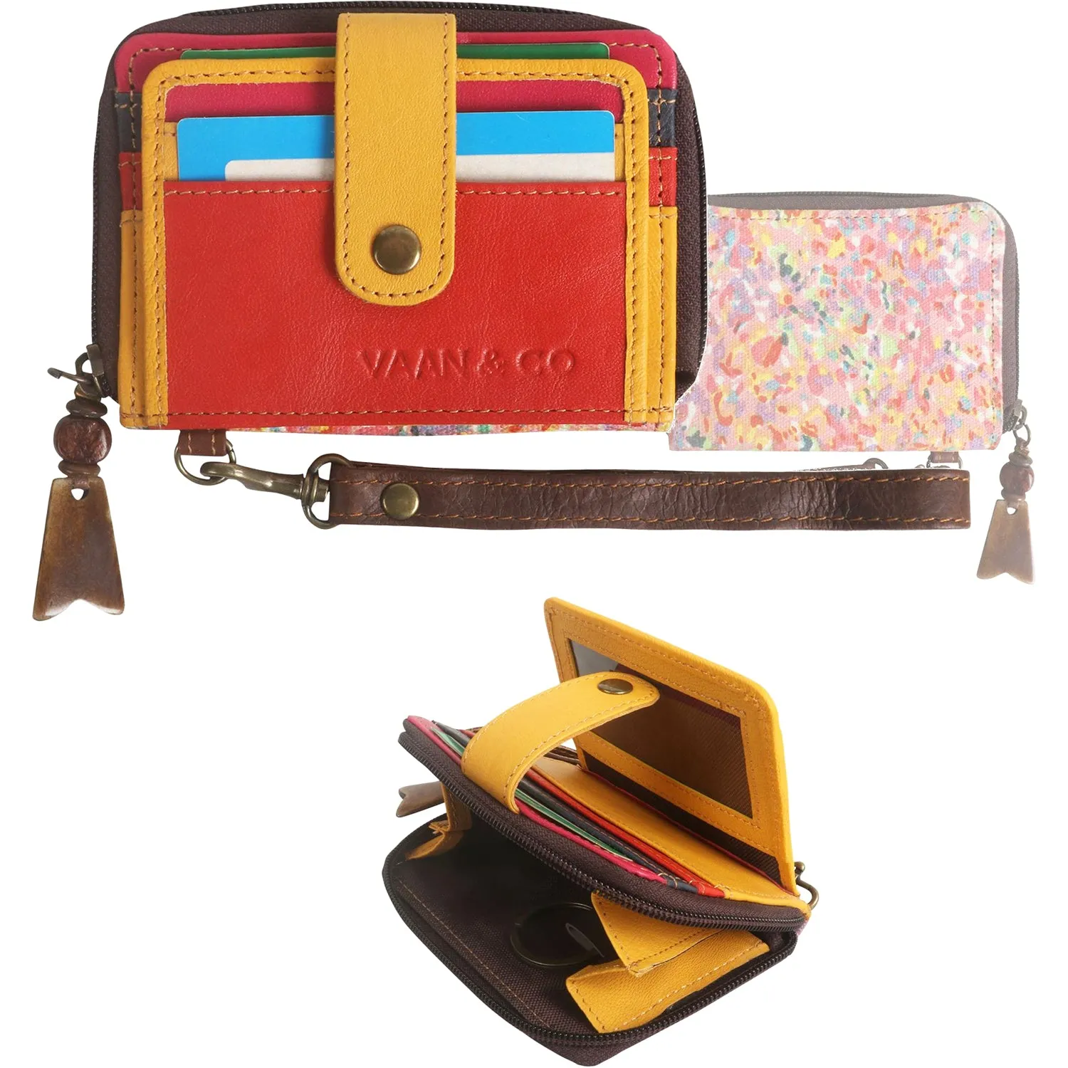 Women's Vaan and Co. Card Wallet Flora Haven Leather