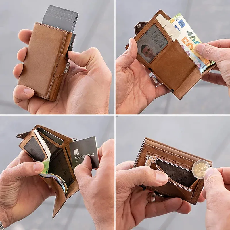 YATBEST Vintage Pop-Up Smart Wallet with RFID Blocking